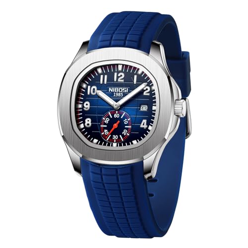 NIBOSI Reloj para Hombre Sports Casual Fecha analógica Diseñador Cronógrafo Resistente al Agua Reloj de Cuarzo para Hombre Azul