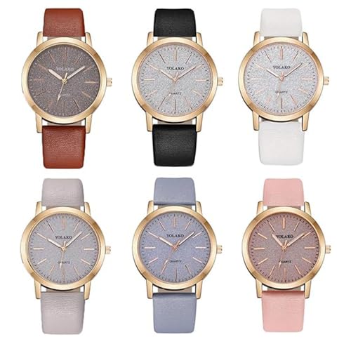 Montres décontractées pour femme lot de 6 montre bracelet cuir cadran gravé givré