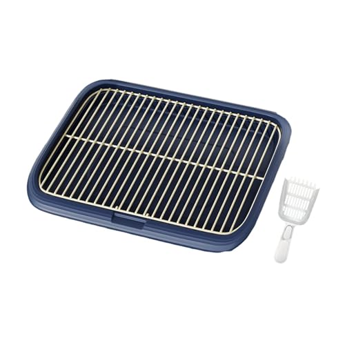 Dog Potty Toilet, Potty Mesh Grids, Pet Pee Toilet, with Scoop Puppy Pee Pad Holder Dog Toilet, for Small Size Dogs, Dark Blue, L