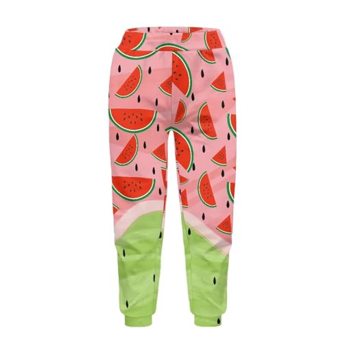 Pinupub Watermelon Print Jogger Sweatpants for Boys Girls Fashion Cute Comfy Lightweight Casual Sports School Bundle Foot Pants