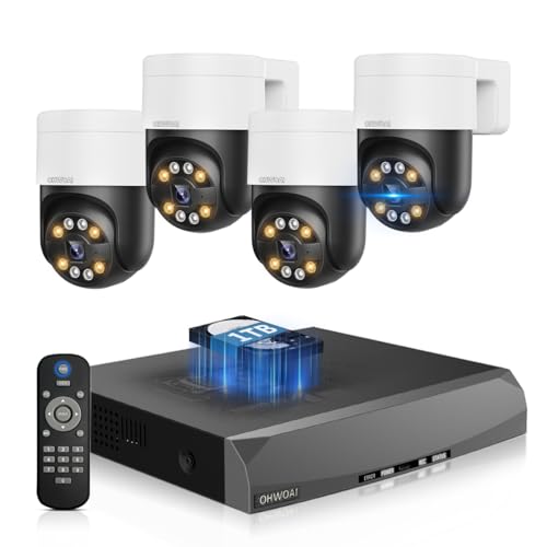 Image of 《130Wide Angle & 2-Way Audio 》4K Outdoor Wired Security Camera System, PTZ IP Cameras, Home Video Surveillance DVR Systems