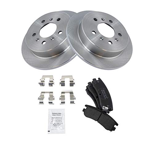 Image of TRQ Rear Brake Pad and Rotor Set Semi Metallic Solid Rotors | For 2009 Buick LaCrosse 2006-2010 Chevrolet Impala 2006-2007 Monte Carlo