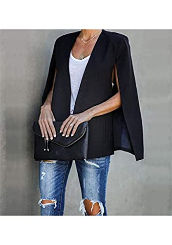 YMING Womens Solid Color Cape Blazer Split Sleeve Open Front Jacket Elegant Casual Coat Workwear3