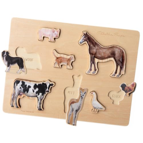 Image of Farm Animals Chunky Wooden Puzzle: A Tabitha Paige Wooden Puzzle for Toddlers 1-3