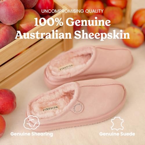 Image of Fireside by Dearfoams Women's Greta Genuine Shearling Clog Slippers, 100% Natural Suede Clogs for Outdoor & Indoor