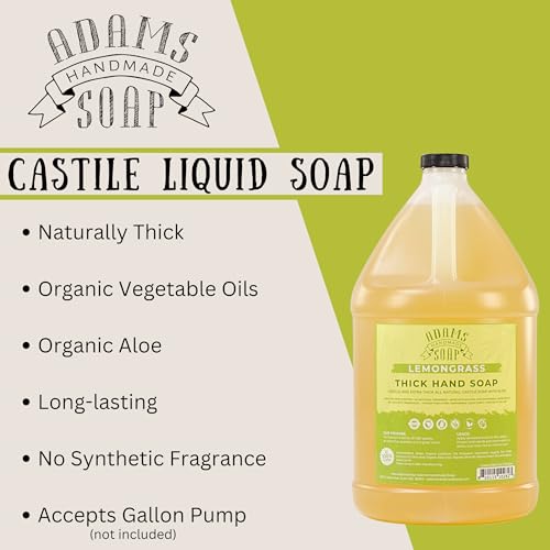 Adams Handmade Soap Thick Organic Castile Liquid Hand Soap 1 Gallon Refill - Lemongrass by Adams Handmade Soap - Image 3