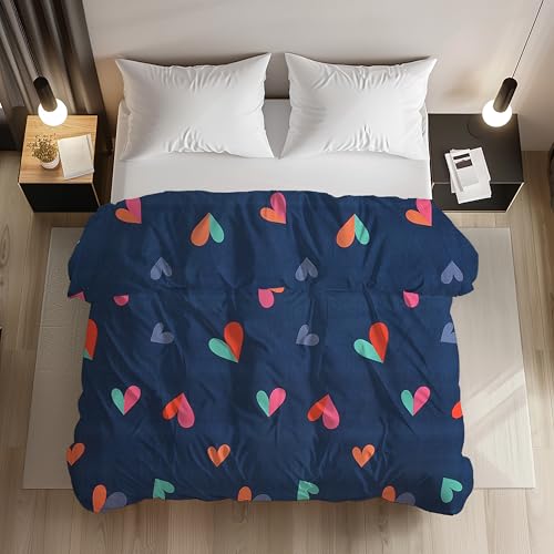 Image of LOOMLYFE 200TC Premium Glace Cotton Duvet Cover /Comforter Cover /Rajai Cover /Blanket Cover /Quilt Cover for Double Bed with Zipper 90 inchx100 inch inches - BlueHeart