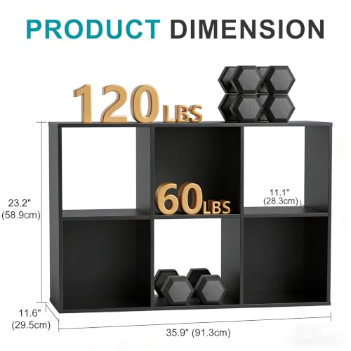 Image of HealSmart 8 Cube Storage Organizer, 4-Tier Stackable Open Bookcase with Detachable Back Panels, Multi-Size Storage Unit 47.7 inch Lx11.6 inch Wx24 inch H for Bedroom Living Room Home Office, Black