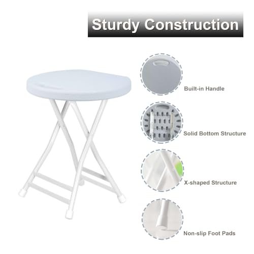 Image of COOZMENT Folding Stool with Handle, Folding Chair,Folding Bar Stool with Non-Slip Feet,Indoor and Outdoor Foldable Stool for Adults(13 inchx11.5 inchx18 inch)