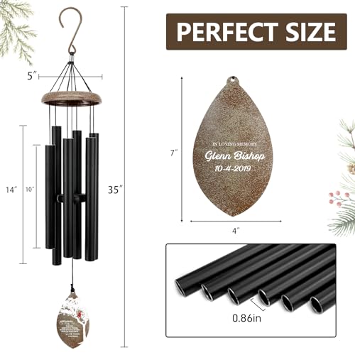Image of ASTARIN Custom Cardinal Memorial Wind Chimes, 35 inch Sympathy Gifts Wind Chime for Loss of Mom Dad Sister Son, Personalized Name Date Bereavement Condolence Gift for Outside, Produced in Texas