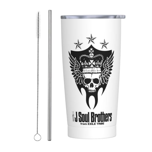 三代目 J Soul Brothers ストロー&ストローブラシ付き マグカップ コーヒーカップ 600ML コンビニカップ タンブラー ステンレス製 保冷 保温 車用 蓋付き 持ち運び 水筒 大容量 直飲み 人気 プレゼント Straw Two-Piec
