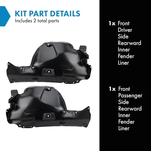 Image of TRQ Front Driver & Passenger Side Rearward Inner Fender Liner Set Compatible with 2009-2013 Infiniti G37 Coupe Convertible 2008 G37 with Premium Package