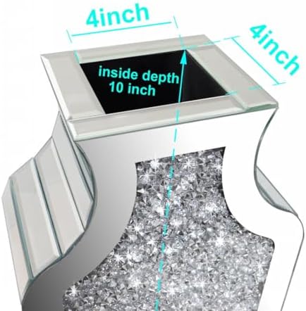 ALLARTONLY Floor Vase, Crystal Silver Glass Decorative Mirror Vase, 27” Tall, Luxury for Home Decor. Can’t Hold Water