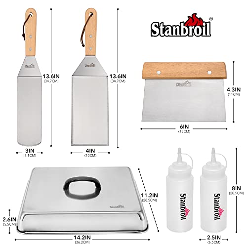 image for Stanbroil BBQ Griddle Accessories Set of 6 - Heavy Duty Stainless Stee
