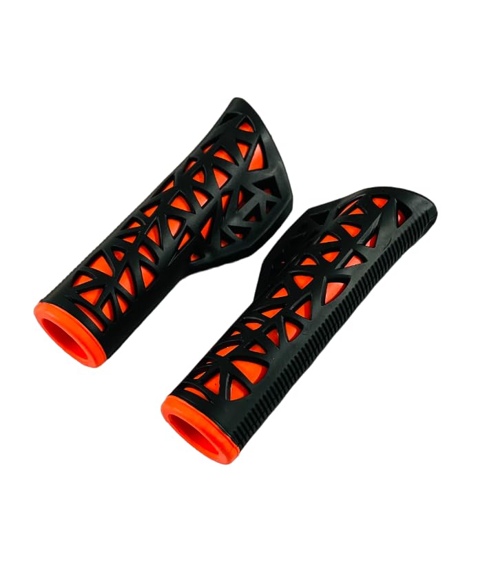 Image of Shrenik Cycle Handle Grip 24-29 Inch Bicycle Hand Grip 125mm Length Soft Rubber Non Toxic Anti-Slip MTB /City Dual Colored (Black-Orange)