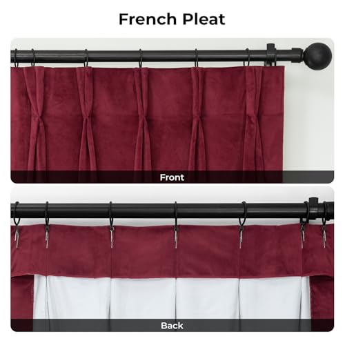 Image of HPD Half Price Drapes Velvet Blackout Curtains /Drapes - 84 Inches Long 1 Panel Blackout Curtain Signature Pleated for Living Room & Bedroom - 25W X 84L, Burgundy
