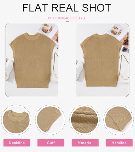 SHEWIN Womens Sweaters Crewneck Short Sleeve Shirts Casual Ribbed Knit Pullover Sweater Loose Tops for Women 20254