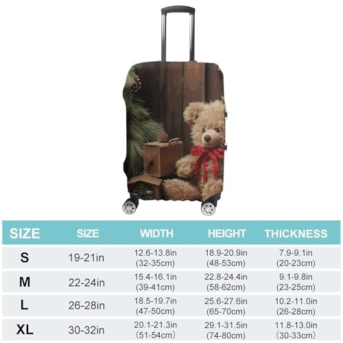 Xmas Tree Branch Bear Doll Luggage Cover, Washable Elastic Suitcase Cover Protector Fit 18-32 Inch Luggage2