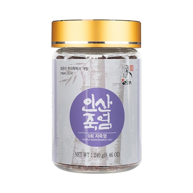 Insan 9X Roasted Bamboo Salt – Korean Alkaline Mineral Sea Salt - Detox & Cleansing Crystal for Cooking, Beauty & Skincare Rituals, Crystal Type 240g
