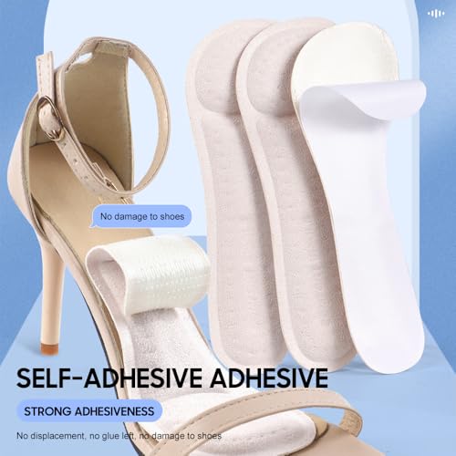 Image of XINIFOOT High Heel Inserts for Women, 3 /4 Length Women Thin Shoe Insoles for High Heels, Pumps, Open Toes, Flats, and Sandals, Anti-Slip Gel Cushions for Pain Relief (4 Pairs, Black+Beige)