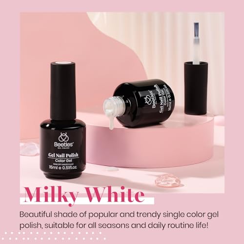 Image of Beetles 2Pcs Milky White Jelly Gel Nail Polish 15ml Neutral Gel Polish Set Translucent Nail Concealer Soak Off UV LED Nail Lamp Jelly Sheer Gel Polish Nail Art Gel Gift for Women