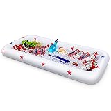 barra de mesa hinchable 👜Bandeja portátil y almacenable para ensaladas, alimentos y bebidas: el soporte flotante inflable para bebidas es liviano y portátil, y solo ocupa muy poco espacio después de desinflarlo y plegarlo. Perfecto para guardar y llevar donde quieras.