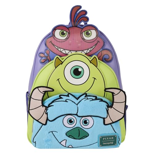 Loungefly Pixar Monsters Inc. Mike Sulley and Randall Triple Pocket Mini Backpack