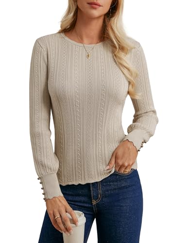 GRACE KARIN Pullover Langarm Damen Herbst Casual Rundhals Apricot Strickpullover Damen Winter Warm Sweater Elegant Hellapricot L GRACE KARIN Pullover Langarm Damen Herbst Casual Rundhals Apricot Strickpullover Damen Winter Warm Sweater Elegant Hellapricot L