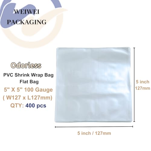 Image of Weiwei - 5 X 5 inch 400PCS Odorless PVC Heat Shrink Wrap Bags