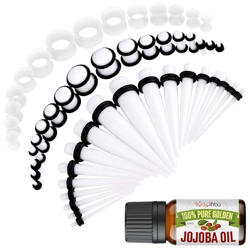 Image of BodyJ4You 54PC Ear Stretching Kit 14G-12mm - Aftercare Jojoba Oil - Acrylic Plugs Gauge Tapers Silicone Tunnels - Lightweight Expanders Men Women