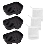 3 Stück Seifenschale Mit Ablauf, Seifenablage Mit 3 Seifensäckchen, Seifenschale Silikon Schwarz, Seifenhalter rutschfest Für Badezimmer Küchen Waschbecken Toiletten