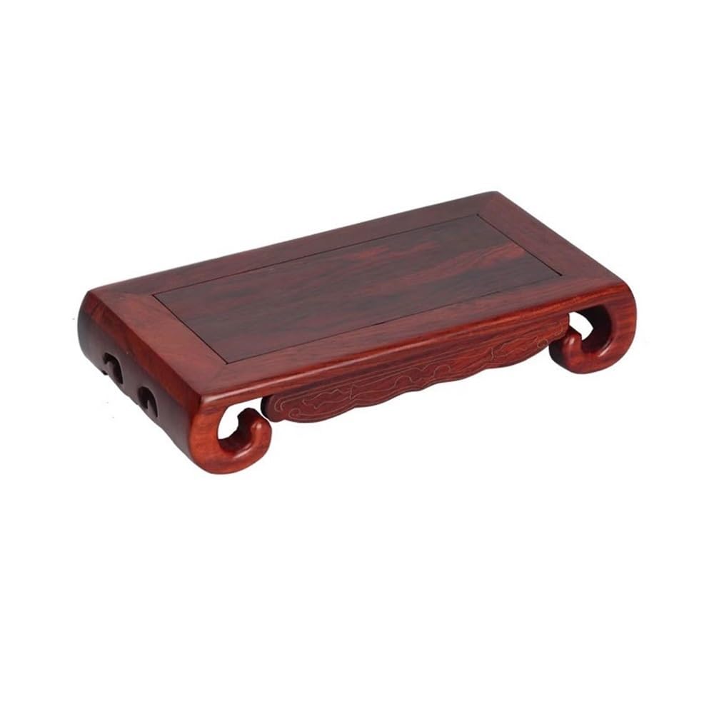 ZENY896V Home Rectangular with Silver Wire Scroll Pedestal, Redwood Base for Vase Tea Service Decor(Large)