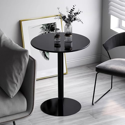 Table d'appoint ronde bistro 40x50 cm avec base noire en métal