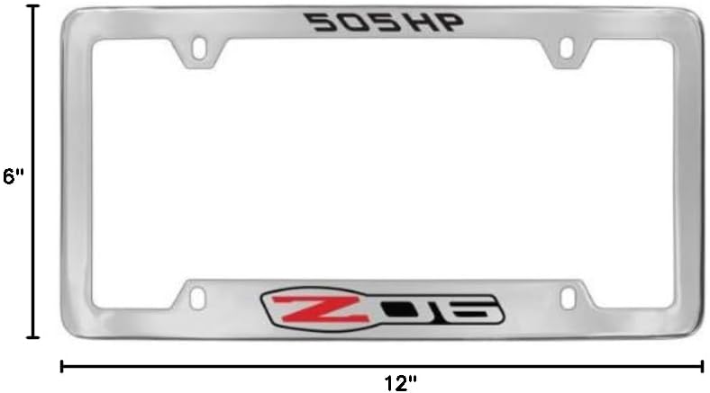 Chevy Corvette C6 Zo6 Chrome Plated Metal Bottom Engraved License Plate Frame