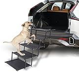 Stonehomy Foldable Dog Car Ramp for Large Dogs, Portable Dog Stairs with Non-Slip Surface for Cars S
