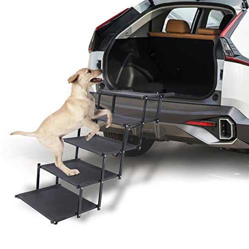 Stonehomy Foldable Dog Car Ramp For Large Dogs, Portable Dog Stairs With Non-Slip Surface For Cars Suv, High Beds & Trucks, Lightweight 5 Step Pet Ladder Ramp Supports 120 Lbs #TOP17