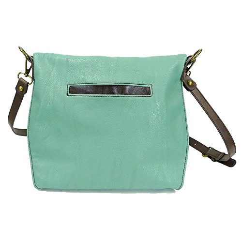 Chala Charming Crossbody Bag With Flap Top | Flap And Zipper Cross-Body Purse Or Shoulder Handbag With Metal Chain - Teal - Dragonfly #TOP2