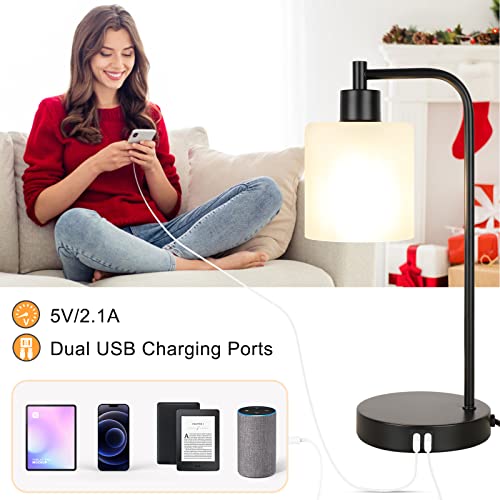 Maxvolador Set Of 2 Table Lamp, Touch Control Table Lamp With Frosted Glass Lampshade, 3-Way Dimmbale, 2 Usb Charging Ports, 2700K Led Bulb For Livingroom Bedroom Office #TOP3