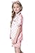 Kids Pajamas Girls, 2 Pcs Sleepwear Short Sleeve Stain Summer Pajama Set Silk Pjs for Teen Girls, Pink Dots, 5-6 Years