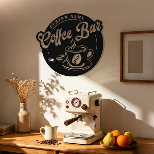 Image of Personalized Coffee Bar Metal Sign, Custom Coffee Signs, Custom Coffee Name Signs for Cafe Station, Coffee Wall Art Decor for Kitchen, Cafe Shop Decor, Cafe Lover Gift