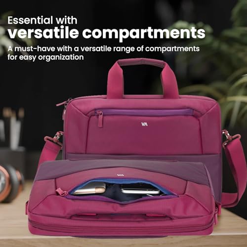 Image of RivaCase Suzuka 7727 Laptop Bag Water Resistant Polyester Fabric fits most popular Macbook Laptops Ultrabooks 13.3 to 14 inches Computer Bag for Women /Men /Travel /Business Style Briefcase Claret Violet
