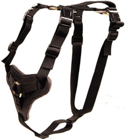 Nylon and Leather Working Dog Harness for Protection and Tracking - Redline K9 (Medium)