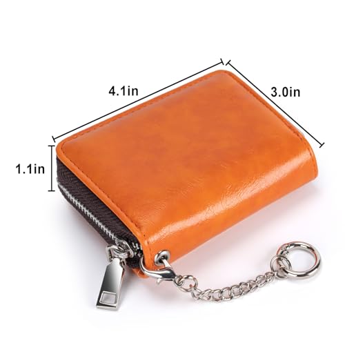Image of Mayski Credit Card Holder, Zipper Credit Card Wallet for Women, Small Accordion Card Cases Holder, KeyChain Wallet, Business Card Holder, Brown