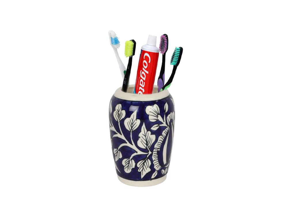 LOOKS FIRST Ceramic Handmade Tooth Brush Holder Stand | Perfect for Bathroom and Washbasin, Blue | 4 Inch (B09NF1B55S) Amazon Price History, Amazon Price Tracker