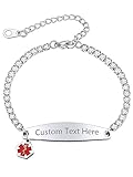 Supcare Medical Id Bracelets for Women Cubic Zirconia Emergency Alert Bracelet with Name Free Engraving Med Bracelet Gift