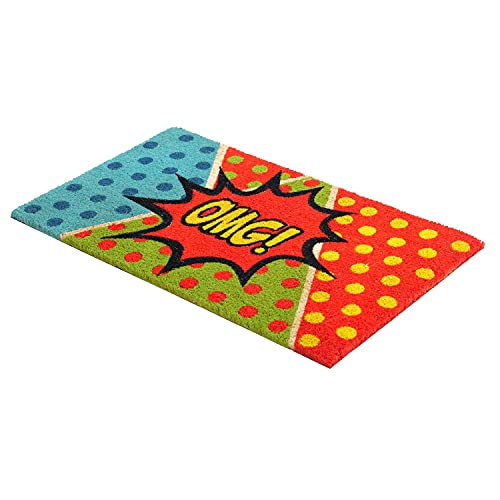 Image of Onlymat OMG Pop Art Fun Design Printed Doormat Multicolor Polka Dot Pattern Weather-Resistant and Durable Coir Doormat with Anti-Slip PVC Backing for Indoor and Outdoor Use - 45 x 75 cm
