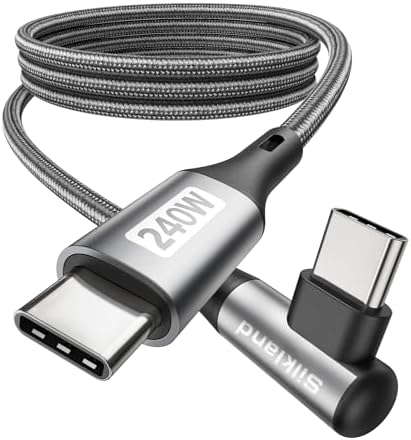 Silkland USB-C auf USB-C Kabel 2M [240W 48V/5A] Winkel PD3.1&QC4.0+ 90 Grad | Schnellladekabel 140W 100W für iPhone 18 17 16 15 Pro Max/Duo, Galaxy S26 Ultra S25-S21, MacBook Pro/A