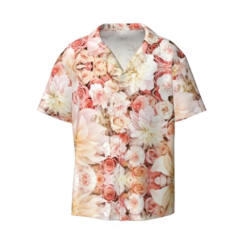 Chemise décontractée et élégante à manches courtes homme motif fleur blanche haut été tendance