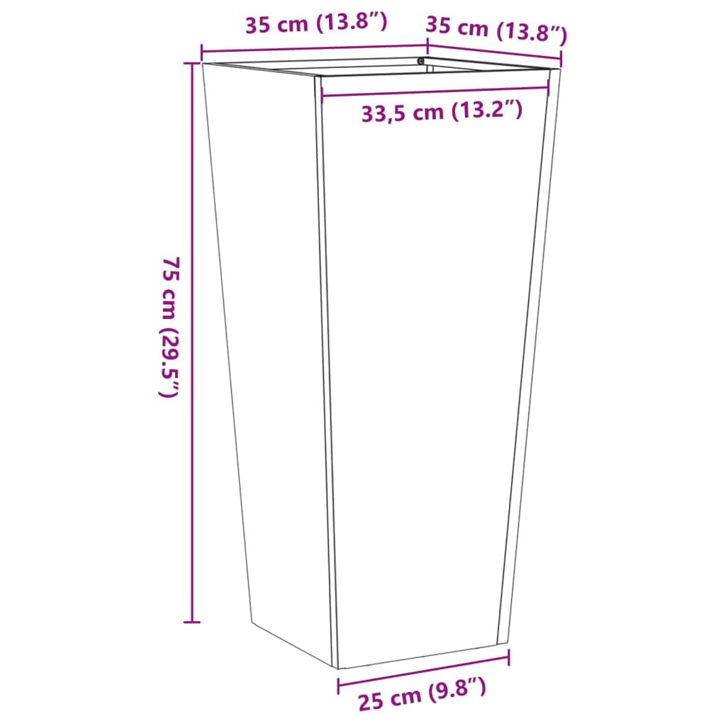 vidaXL Jardineras 2 uds Acero Blanco 35x35x75 cm, Jardinera, Jardinera de Patio, Jardinera, Jardinera al Aire Libre, Jardinera, Jardinera de jardín