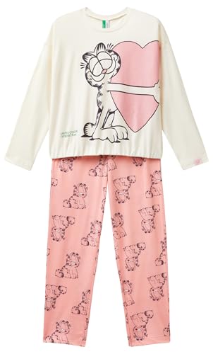 United Colors of Benetton Pig(Maglia+Pant) 3Y5E0P06V Set di Pigiama, Bianco, 100 Bambina